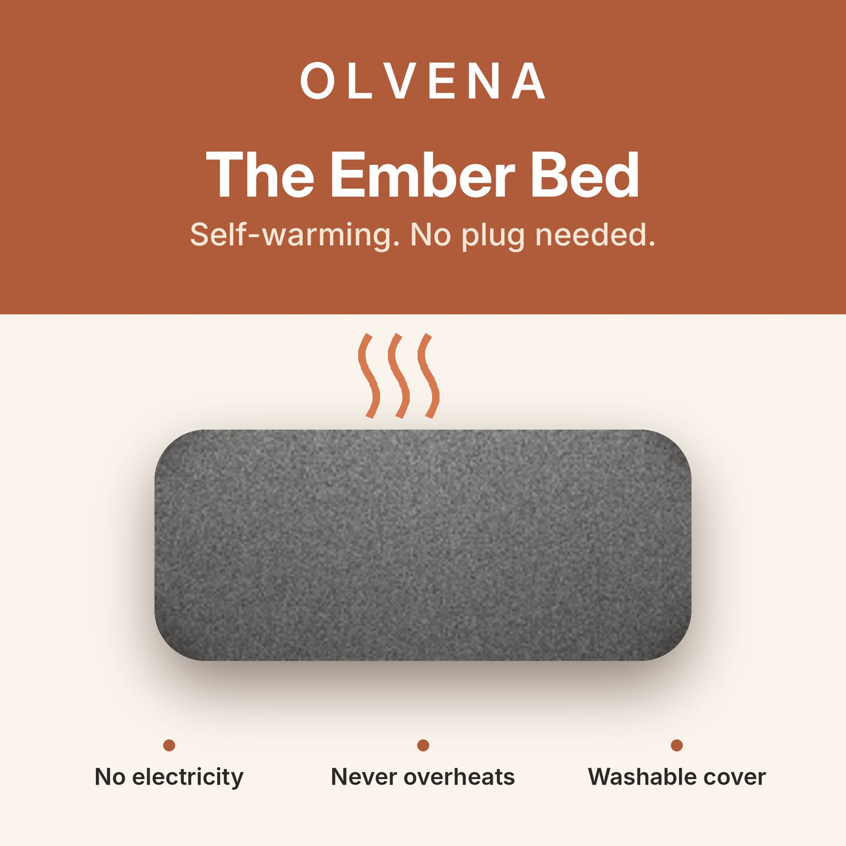 Olvena Ember Bed: Self-Warming Pet Bed for Dogs & Cats