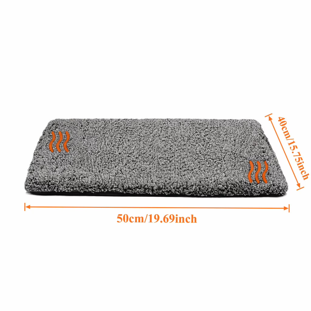Self Warming Cat Bed, Extra Warm Self Heating Pad for Cats & Dogs, Anti-Slip Thermal Pet Mat, Washable Cover, Not Electric, Grey